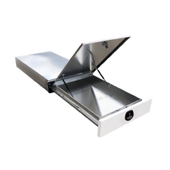 1.6m Aluminium Ute Tool box Under Tray Toolbox Trundle Roller Tray Slide Out Drawer Toolbox Benchtop Lid 1672-LT