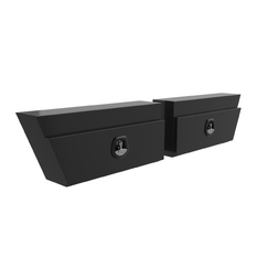 940 x 230 x 400mm Black Flat Aluminium SET PAIR Ute Toolbox Truck Storage Under Body Tray Storage Strap Tool Box 924RLC-B